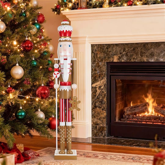 Glitzhome® 42" Wooden Christmas Gingerbread Man Nutcracker